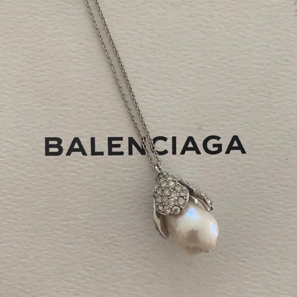 BALENCIAGA Pearl and Crystal Necklace RARE